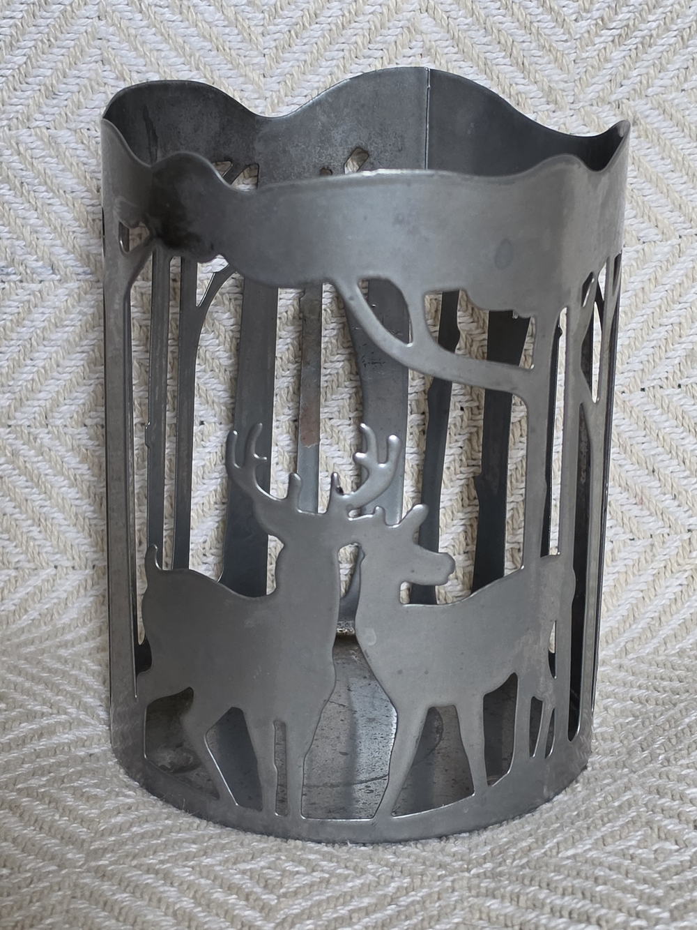 🌿 Better Homes and Gardens Silver Deer Forest Metal Candle Sleeve Lantern